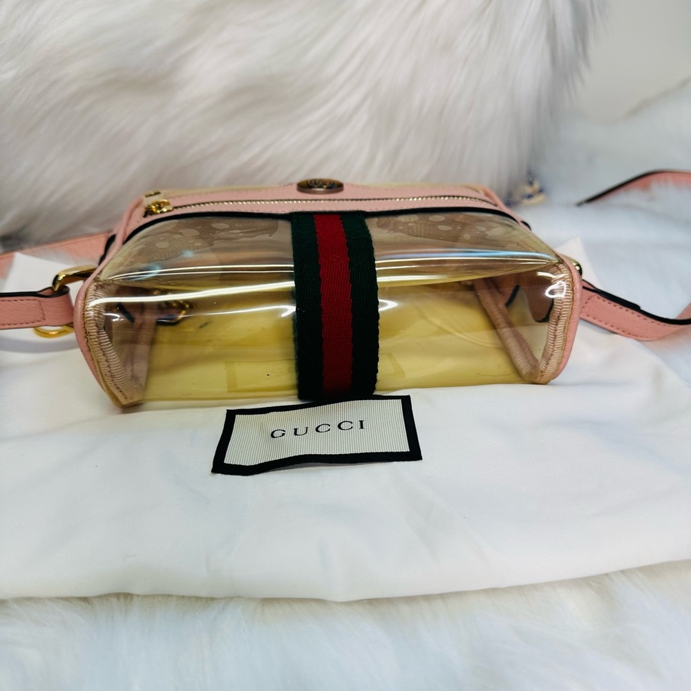 Gucci Pink Clear PVC Crossbody with Web Stripe and Gold Hardware - Picture 5 of 15